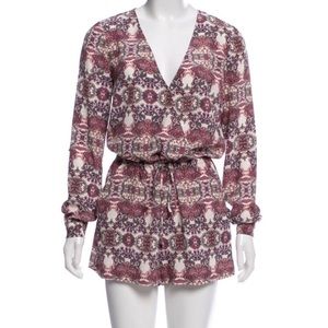 Silk paisley romper with tie waist